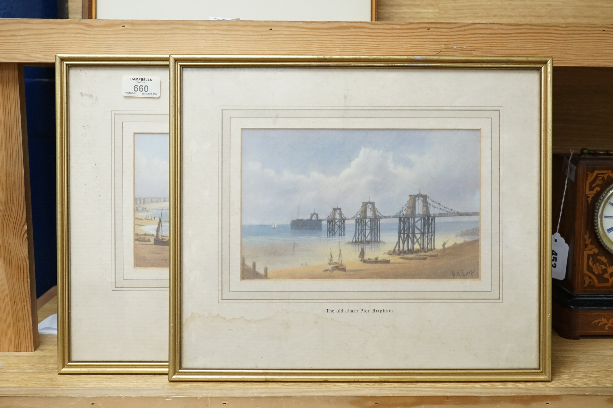 William Henry Earp (1831-1914), pair of watercolours, Old Brighton and the Old Chain Pier, Brighton, each signed, 17 x 23cm. Condition - fair, would benefit from a clean